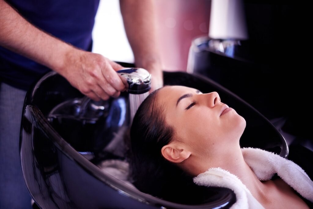 washing hair image of barber shop